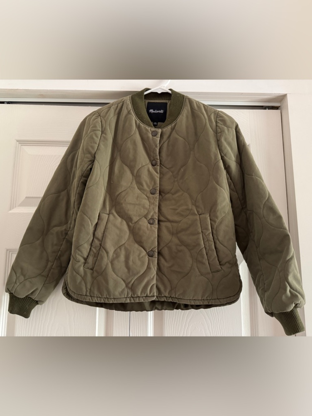 Madewell Olive Green Quilted Bomber Jacket